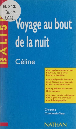 Voyage au bout de la nuit - Christine Combessie-Savy - FeniXX réédition numérique