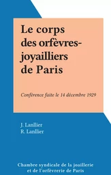 Le corps des orfèvres-joyailliers de Paris