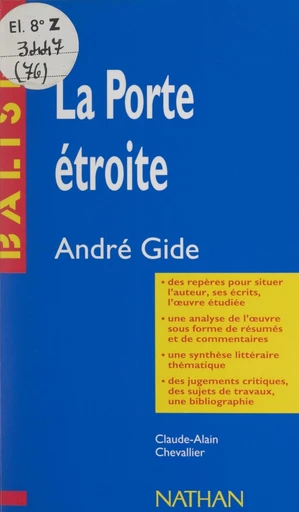 La porte étroite, André Gide - Claude-Alain Chevallier - FeniXX réédition numérique