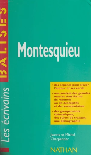 Montesquieu - Jeanne Charpentier, Michel Charpentier - FeniXX réédition numérique