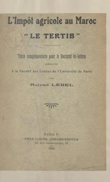 L'impôt agricole au Maroc : le tertib