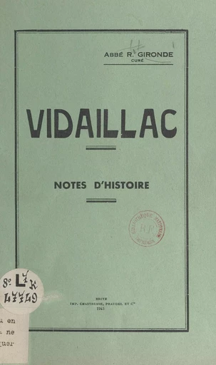 Vidaillac - Renaud Gironde - FeniXX réédition numérique