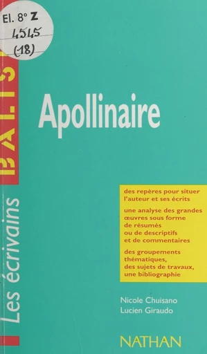 Apollinaire - Nicole Chuisano, Lucien Giraudo - FeniXX réédition numérique