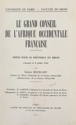 Le grand Conseil de l'Afrique occidentale française