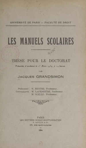 Les manuels scolaires - Jacques Grandsimon - FeniXX réédition numérique