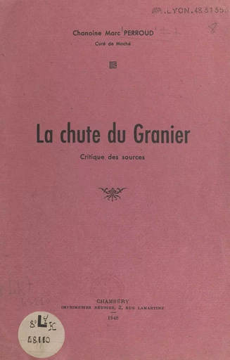 La chute du Granier - Marc Perroud - FeniXX réédition numérique