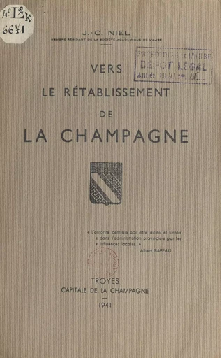 Vers le rétablissement de la Champagne - J.-C. Niel - FeniXX réédition numérique