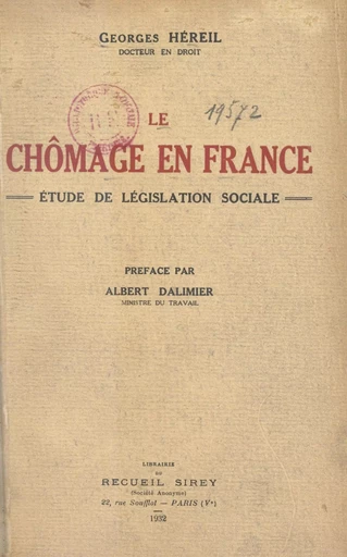 Le chômage en France - Georges Héreil - FeniXX réédition numérique