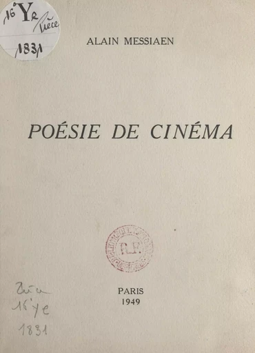 Poésie de cinéma - Alain Messiaen - FeniXX réédition numérique