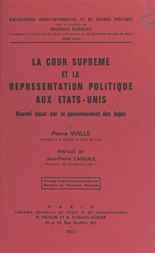 La Cour suprême et la représentation politique aux États-Unis - Pierre Vialle - FeniXX rédition numérique