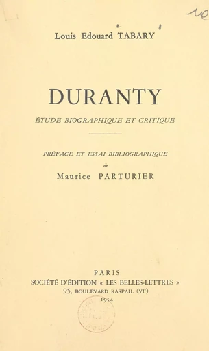 Duranty (1833-1880) - Louis-Édouard Tabary - FeniXX réédition numérique