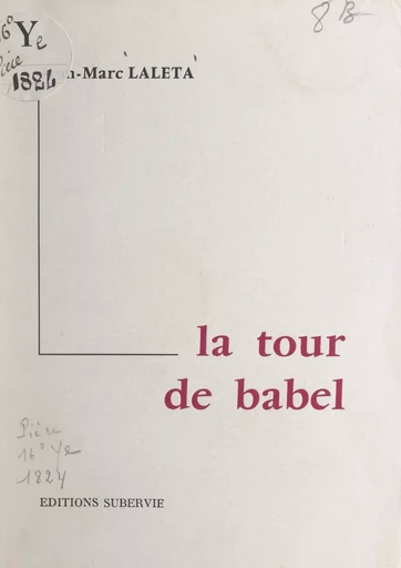 La tour de Babel - Jean-Marc Laleta - FeniXX réédition numérique