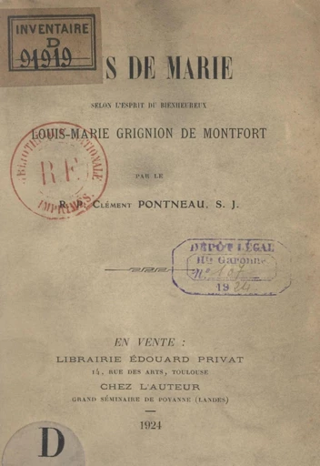 Mois de Marie, selon l'esprit du bienheureux Louis-Marie Grignion de Montfort - Clément Pontneau - FeniXX réédition numérique