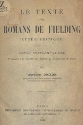 Le texte des romans de Fielding (étude critique)