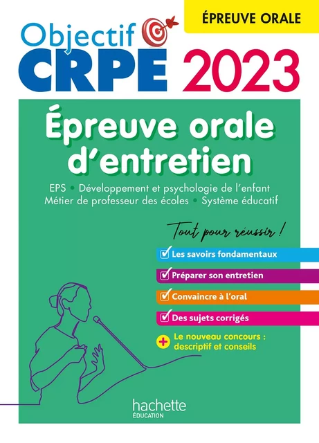 Objectif CRPE 2023 -  Réussir l'épreuve orale d'entretien - Carine Royer, Serge Herreman, Patrick Ghrenassia, Denis Pasco - Hachette Éducation