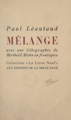 Mélange - Paul Léautaud - FeniXX réédition numérique