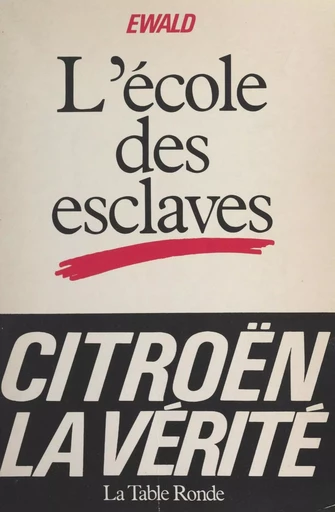 L'école des esclaves -  Ewald - FeniXX réédition numérique