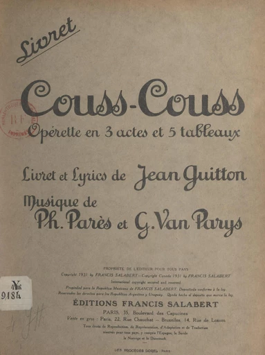 Couss-couss - Jean Guitton - FeniXX réédition numérique