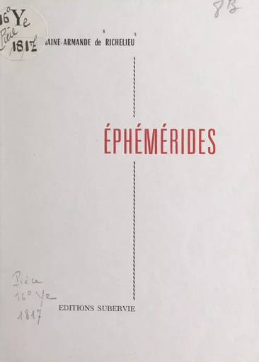 Éphémérides - Germaine Armande de Richelieu - FeniXX réédition numérique