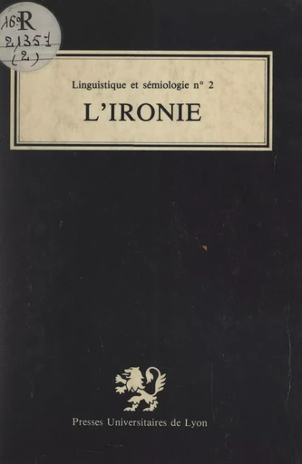 L'ironie - P. Bange, A. Bony - FeniXX réédition numérique