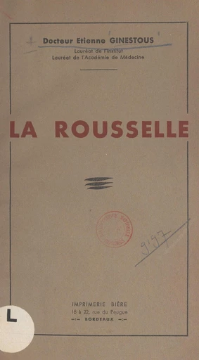 La Rousselle - Étienne Ginestous - FeniXX réédition numérique