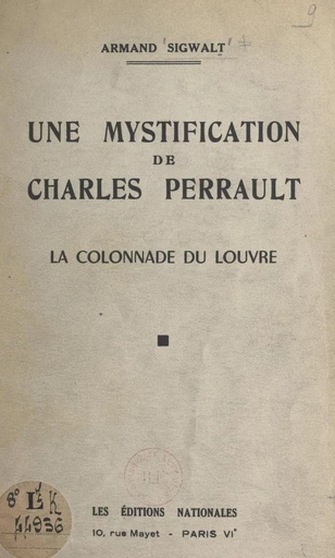 Une mystification de Charles Perrault - Armand Sigwalt - FeniXX réédition numérique