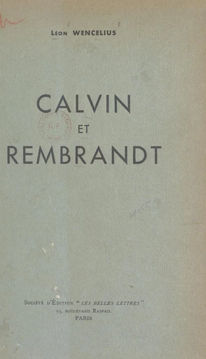 Calvin et Rembrandt - Léon Wencelius - FeniXX réédition numérique