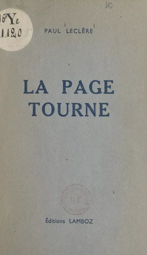 La page tourne - Paul Leclère - FeniXX réédition numérique