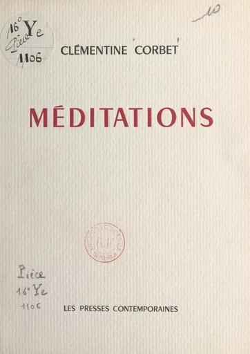 Méditations - Clémentine Corbet - FeniXX réédition numérique