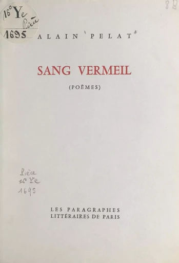 Sang vermeil - Alain Pelat - FeniXX réédition numérique