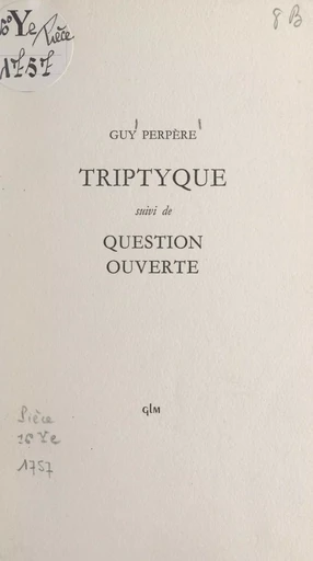 Triptyque - Guy Perpère - FeniXX réédition numérique