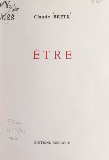 Être - Claude Bretx - FeniXX réédition numérique