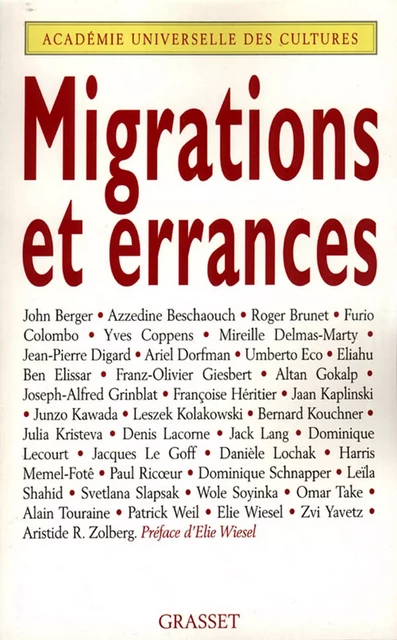 Migrations et errances -  Académie Universelle des Cultures - Grasset