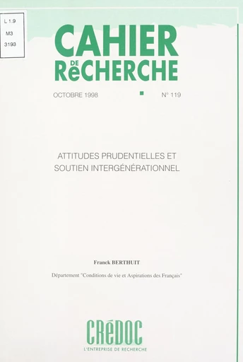 Attitudes prudentielles et soutien intergénérationnel - Franck Berthuit - FeniXX réédition numérique