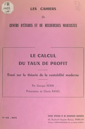 Le calcul du taux de profit