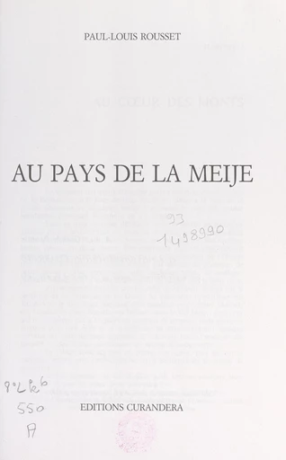 Au pays de la Meije - Paul-Louis Rousset - FeniXX réédition numérique