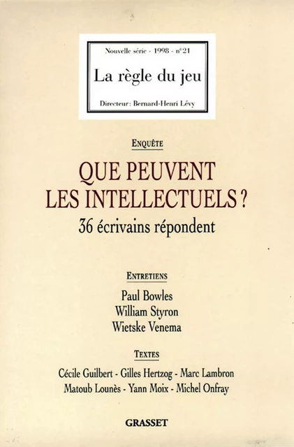 La règle du jeu n° 21 -  Collectif - Grasset