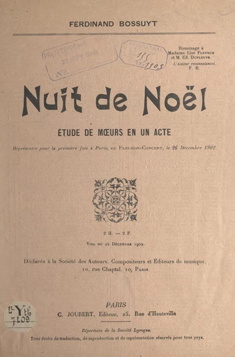 Nuit de Noël - Ferdinand Bossuyt - FeniXX réédition numérique