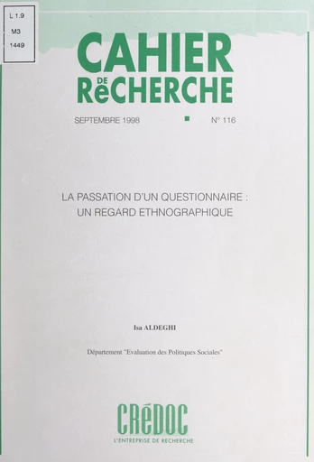 La passation d'un questionnaire - Isa Aldeghi - FeniXX réédition numérique