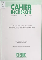 La place des biens durables dans l'évolution de la consommation