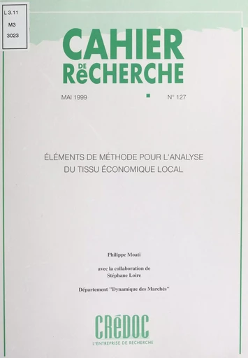 Éléments de méthode pour l'analyse du tissu économique local - Philippe Moati - FeniXX réédition numérique