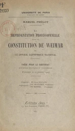 La représentation professionnelle dans la constitution de Weimar et le Conseil économique national