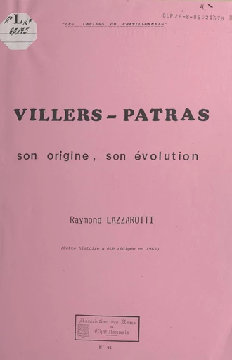 Villers-Patras - Raymond Lazzarotti - FeniXX réédition numérique