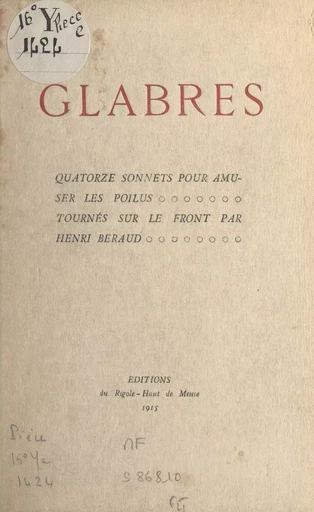 Glabres - Henri Béraud - FeniXX réédition numérique