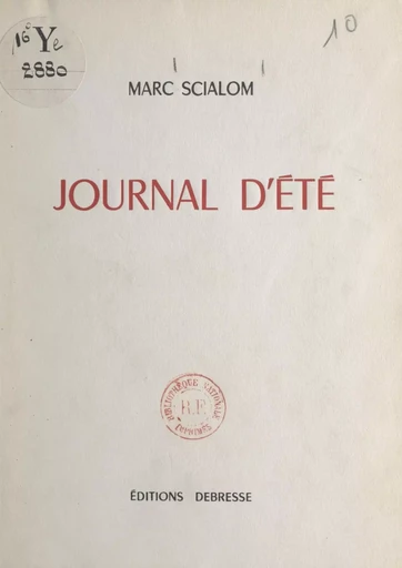 Journal d'été - Marc Scialom - FeniXX réédition numérique