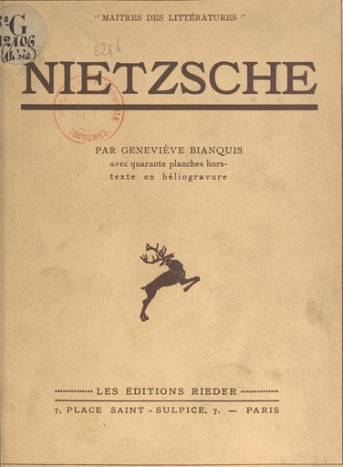 Nietzsche - Geneviève Bianquis - FeniXX réédition numérique