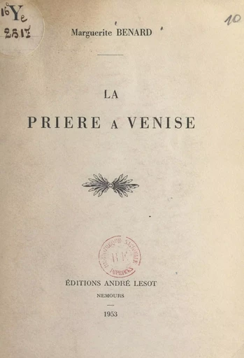 La prière à Venise - Marguerite Benard - FeniXX réédition numérique