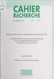 Réflexions sur un programme de recherche