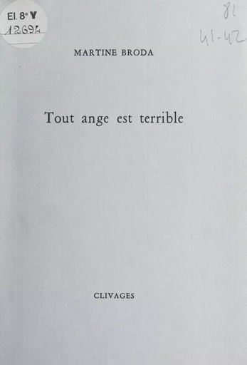 Tout ange est terrible - Martine Broda - FeniXX réédition numérique