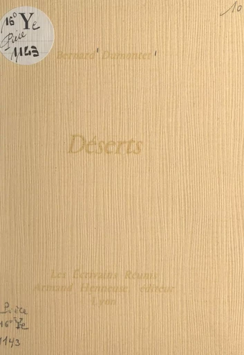 Déserts - Bernard Dumontet - FeniXX réédition numérique